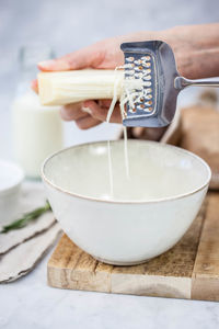 Close-up of person preparing food