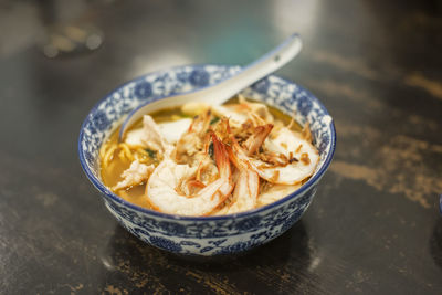 Close-up of soup in bowl