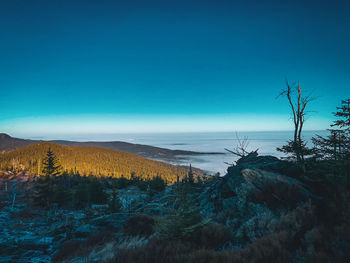 Scenic view of landscape against blue sky