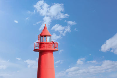 Low angle view of lighthouse against sky