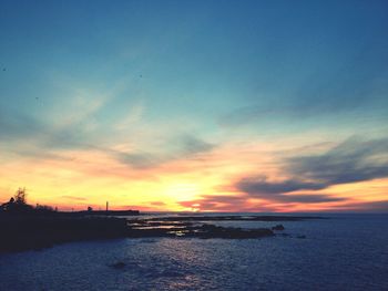 Scenic view of sea at sunset