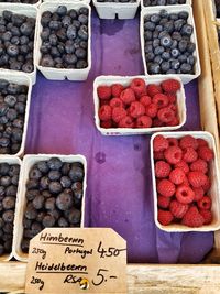 High angle view of fruits for sale in market