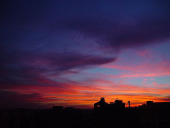 Scenic view of dramatic sky at sunset