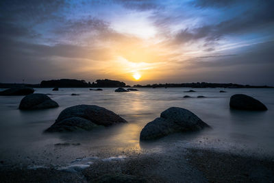 Scenic view of sea at sunset