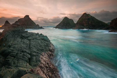 Scenic view of sea against sky during sunset