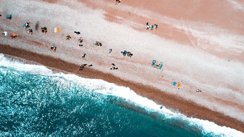 High angle view of people on beach