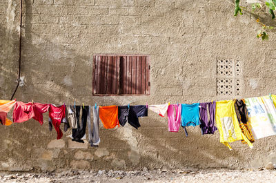 Clothes drying in row