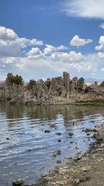 Scenic view of lake against sky