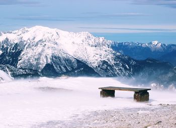 Scenic view of sea against sky during winter