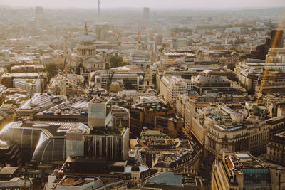 High angle view of buildings in city