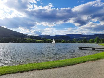 Scenic view of lake against sky