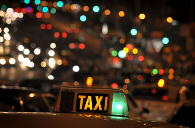 Defocused image of illuminated lights at night