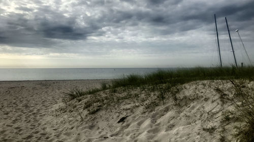 Scenic view of beach against sky