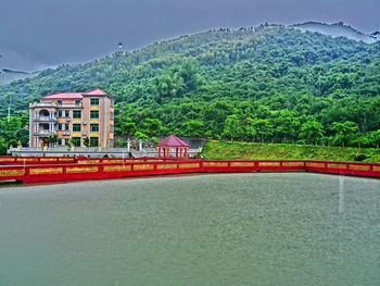 Road by trees against sky