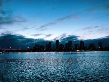 River by city against sky