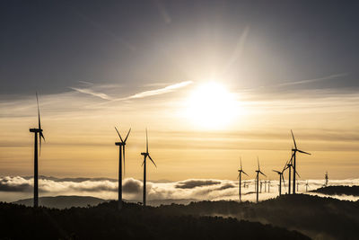 Wind turbines in rural area in spain