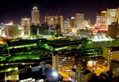 City lit up at night