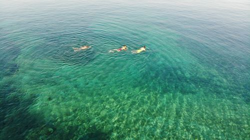 High angle view of boat in sea