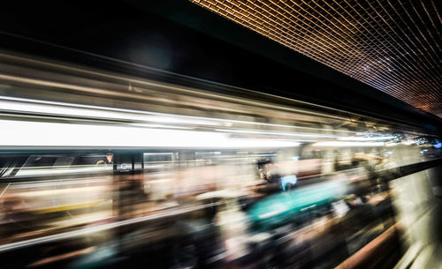 Blurred motion of train in city