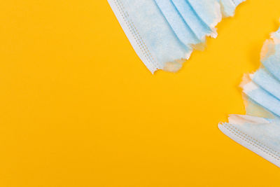 High angle view of multi colored paper on table