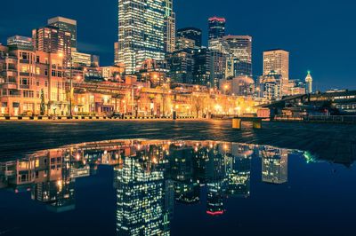 Illuminated city at night