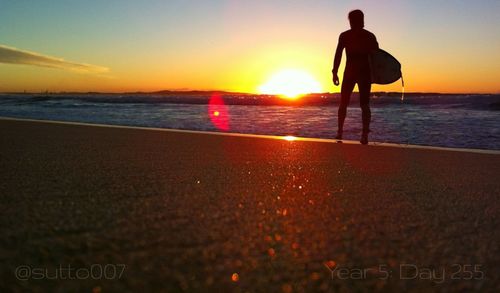 Scenic view of sea at sunset