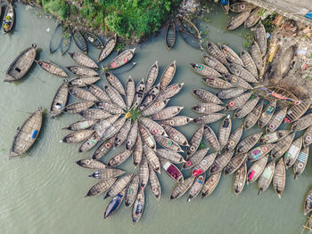 High angle view of christmas decorations on wall