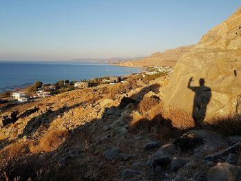 Scenic view of sea against clear sky