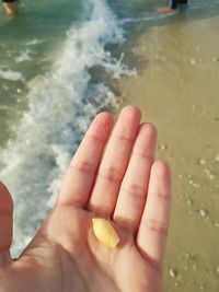 Close-up of hand holding water