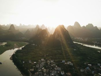 Scenic view of mountains against sky