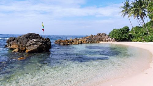 Scenic view of beach against sky