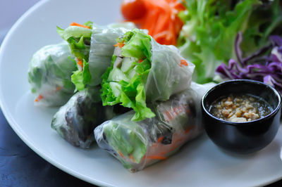 Close-up of meal served in plate