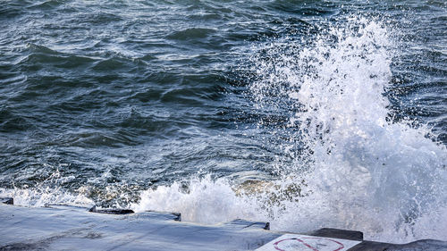 The waves beat ashore lake michigan in chicago