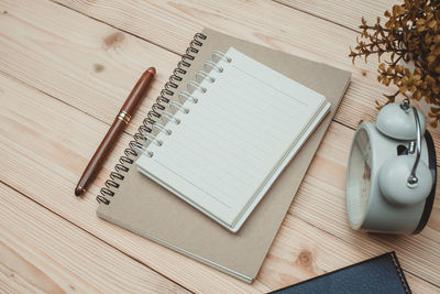 High angle view of pen on table