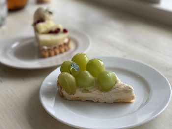 Close-up of dessert in plate on table