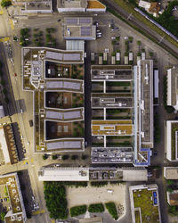 High angle view of buildings in city