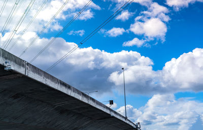 Bottom view of elevated concrete highway. overpass concrete road. road flyover structure. 