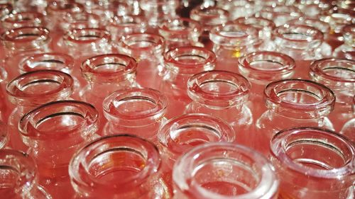 Full frame shot of glasses on table