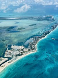 Aerial view of sea against sky