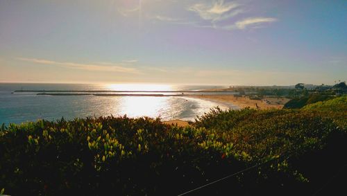 Scenic view of calm sea at sunset