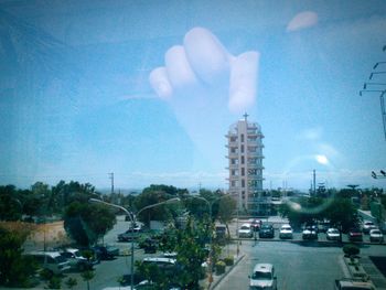 View of road against blue sky