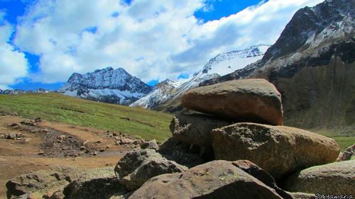 Scenic view of mountains against sky