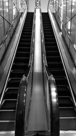 Low angle view of escalators in building