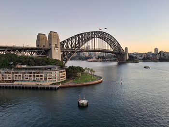 Bridge over river against clear sky