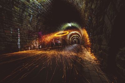 Digital composite image of illuminated tunnel