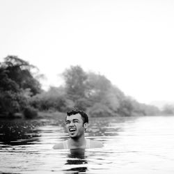 Reflection of people in water