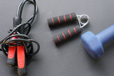 Close-up of exercise equipments