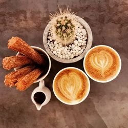 High angle view of food on table