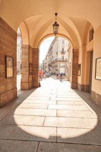 Empty corridor of historic building