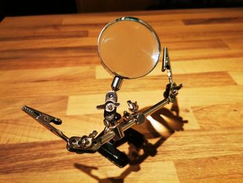 High angle view of electric lamp on table